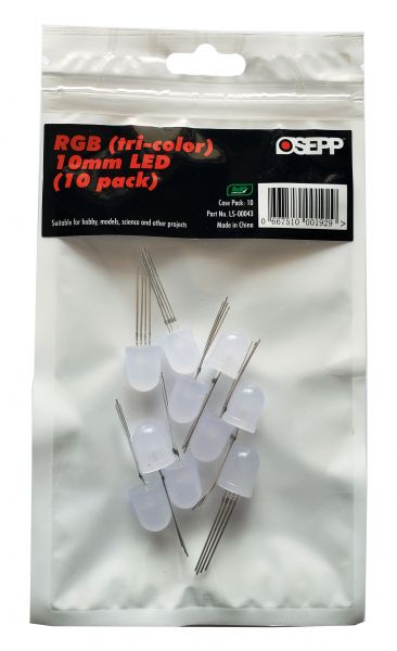 Diffused RGB (tri-color) 10mm LED (10 pack)